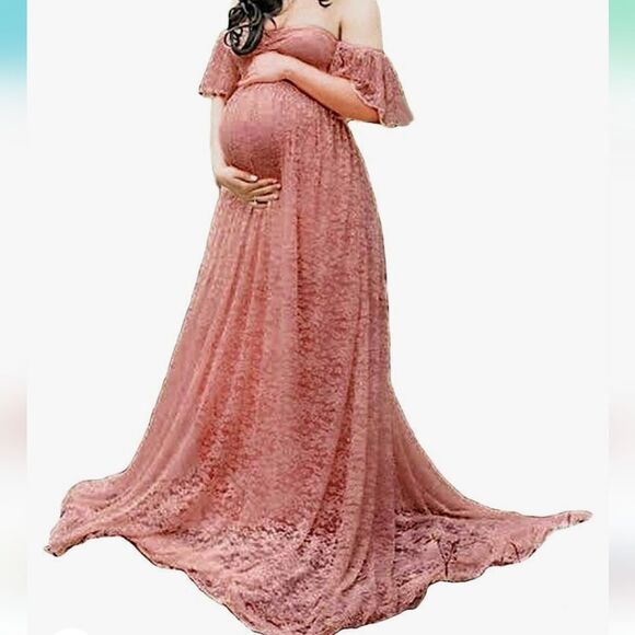 Maternity Pink Carnation Gown Size Small - Picture 2 of 7